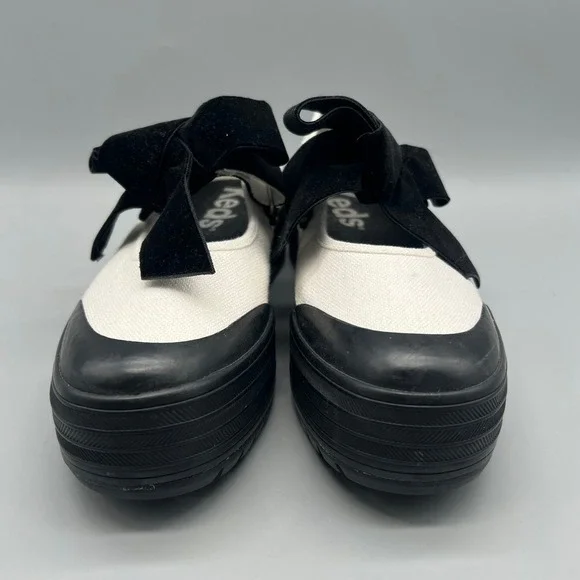 Keds Triple Up Mary Jane Platform Sneakers White Canvas Black Velvet Bow WF68249 - Picture 2 of 8